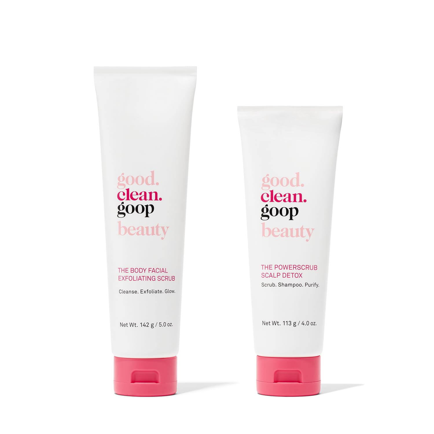 Good.Clean.Goop Beauty The Body Facial Exfoliating Scrub & The Powerscrub Scalp Detox | 5 Oz Body Exfoliant & Cleanser For Glowing Skin | 4 Fl Oz Clarifying Shampoo To Detoxify Hair And Scalp