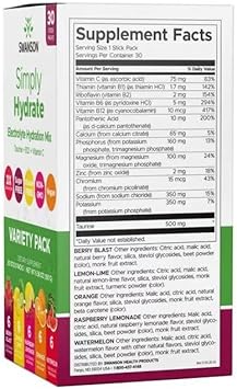 Swanson Simply Hydrate Electrolyte Mix - Sugar-Free Variety Pack - 30 Packets | Advanced Electrolyte Blend | Convenient On-The-Go Solution