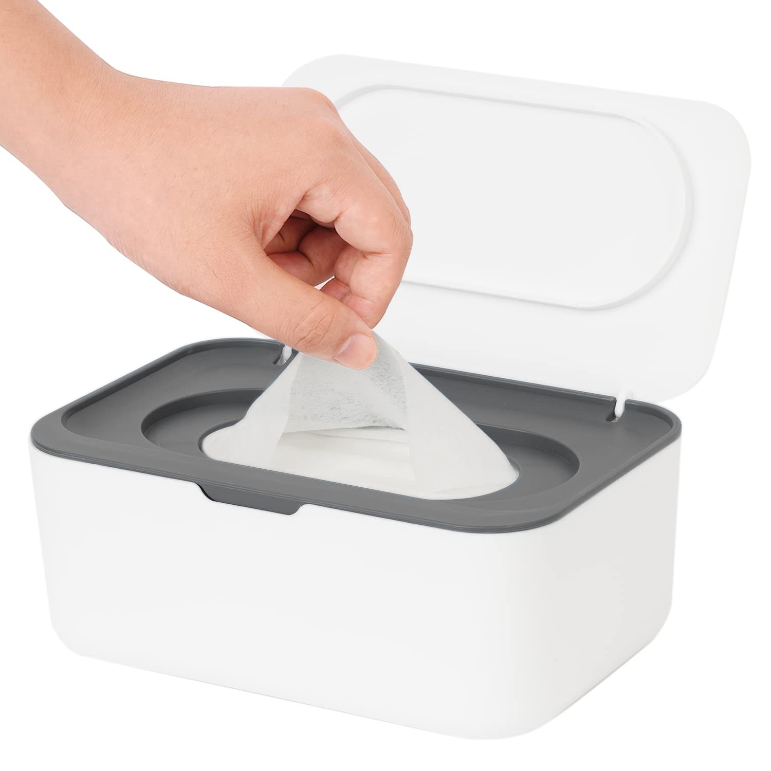 Wipes Dispenser, Wipe Holder For Baby & Adult, Seposeve Refillable Wipe Container, Keeps Wipes Clean. Non-Slip, Easy Pull Wipes Pouch Case, (Grey)