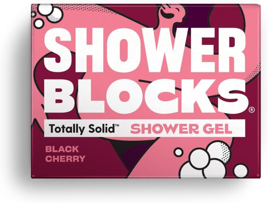 Shower Blocks - Black Cherry Shower Gel | Plastic, Sls, Sles & Paraben Free | Natural & Vegan | Moisturising Body Soap For The Shower