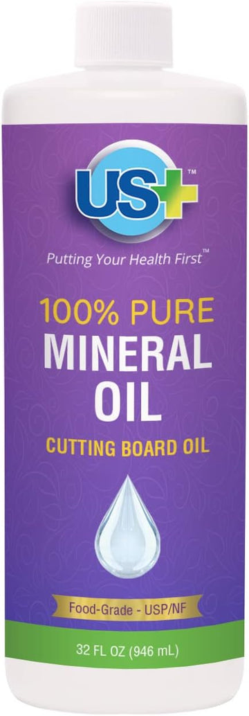 32oz 100% Pure Mineral Oil - Cutting Board Oil - Food-Grade - USP - Restores & Protects Cutting Boards, Butcher Blocks, Countertops, Steel Surfaces & More