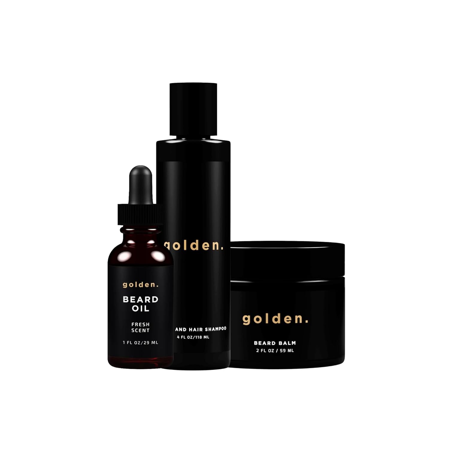 Golden Grooming Co. Everyday Beard Bundle – Complete Beard Care Set | Includes Beard Oil, Balm & Shampoo (Xl, Spicy Grove)