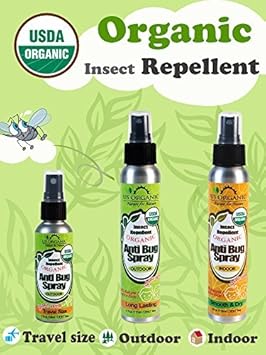 US Organic Mosquito Repellent Anti Bug Outdoor Pump Sprays, USDA Certification, Cruelty Free, Proven Results by Lab Testing, Deet-Free (2 oz Travel Size) : Health & Household