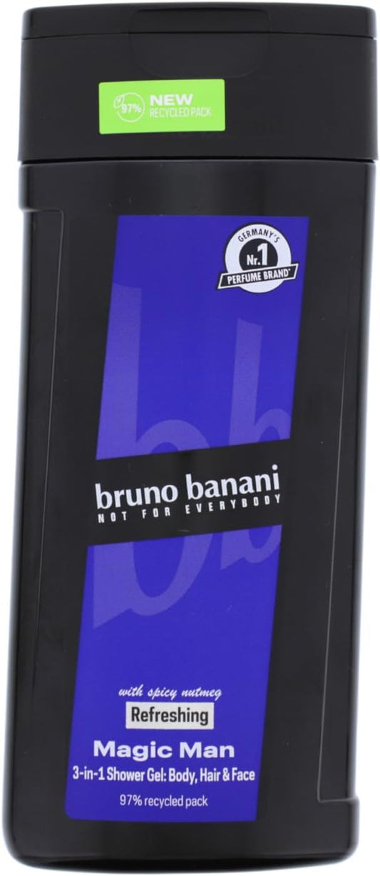 3 X Bruno Banani Magic Man 3-In-1 Shower Gel Spicy Nutmeg Fragrance 250 Ml Each
