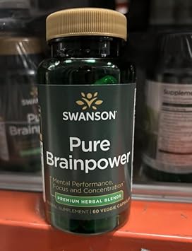 Swanson Pure Brainpower Brain Health Cognitive Memory Focus Support Brain-Derived Neurotrophic Factor (Bdnf) Herbal Supplement (Ginkgo Biloba, Bacopa Monnieri) 60 Veggie Capsules (Veg Caps) (2 Pack)