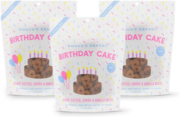 Bocce'S Bakery Birthday Cake Bundle For Dogs - Special Edition Wheat-Free Dog Treats, Made With Real Ingredients, Baked In The Usa, All-Natural Peanut Butter Vanilla Biscuits, 5 Oz (Pack Of 3)