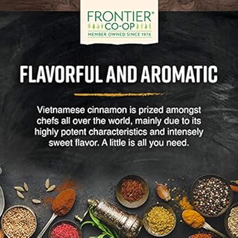 Frontier Organic Ground Vietnamese Cinnamon, 1-Pound Bulk, Premium Quality Cinnamon, Full Balanced Spicy Flavor, Kosher