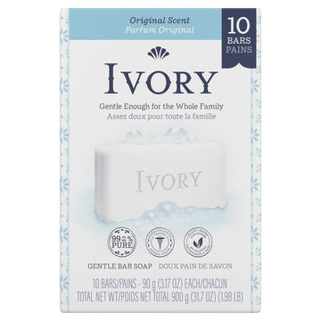 Ivory Bar Original Bath Bar, Family Pack, 3.1 Ounce Bars (10 Bars)