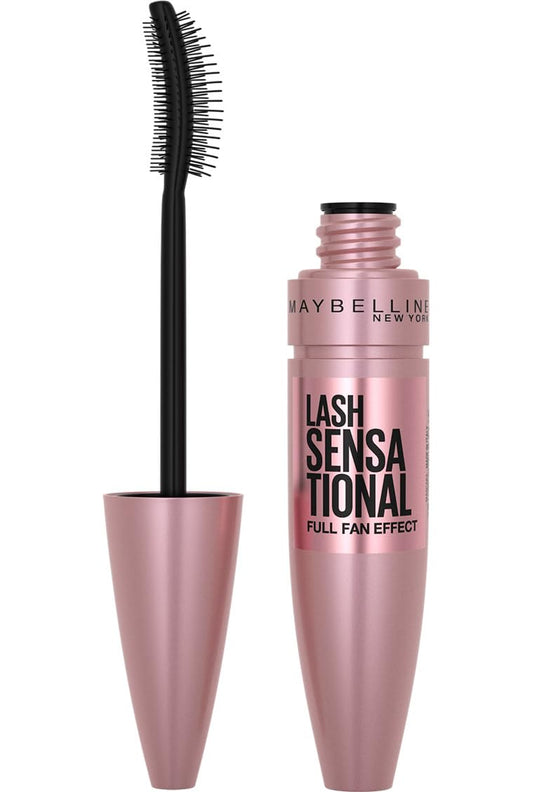 Maybelline Lash Sensational Washable Mascara, Lengthening And Volumizing For A Full Fan Effect, Blackest Black, 1 Count