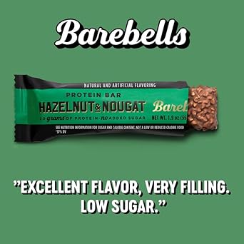 Barebells Protein Bars Hazelnut & Nougat - 12 Count, 1.9oz Bars - Protein Snacks with 20g of High Protein - Chocolate Protein Bar with 1g of Total Sugars - On The Go Protein Snack & Breakfast Bars