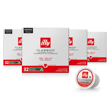 Illy Coffee K Cups - Coffee Pods For Keurig Coffee Maker – Classico Roast - Caramel, Orange Blossom & Jasmine - Mild, Flavorful & Balanced Flavor Pods Of Coffee - No Preservatives – 32 Count, 4 Pack