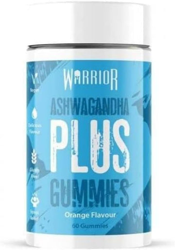 Warrior Ashwagandha Plus Gummies - Containing A Potent 10:1 Ashwagandha Extract, Rhodiola, L-Theanine And A Host Of B Vitamins - Vegan - Gluten Free - Stress Relief - Orange Flavour (60 Gummies)