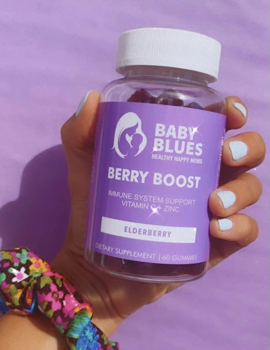 Baby Blues Berry Boost Elderberry Gummies For Moms - Immune Support With Zinc & Vitamin C Non-Gmo Vegan And Gluten Free (60 Pieces) : Health & Household