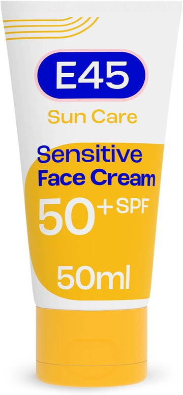 E45 SPF50+ Sensitive Sun Cream for Face with Hyaluronic Acid - UVA and UVB Protection - Fragrance-Free and Dermatologically Tested Sunscreen - Suitable For Dry, Sensitive and Eczema Prone Skin (50ml)