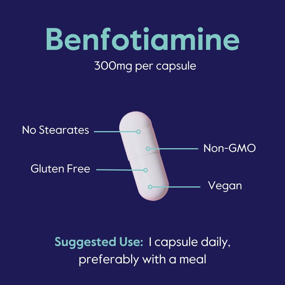 Bestvite Benfotiamine 300Mg (120 Vegetarian Capsules) (60X2) No Stearates - No Silicon Dioxide - Vegan - Non Gmo - Gluten Free : Health & Household