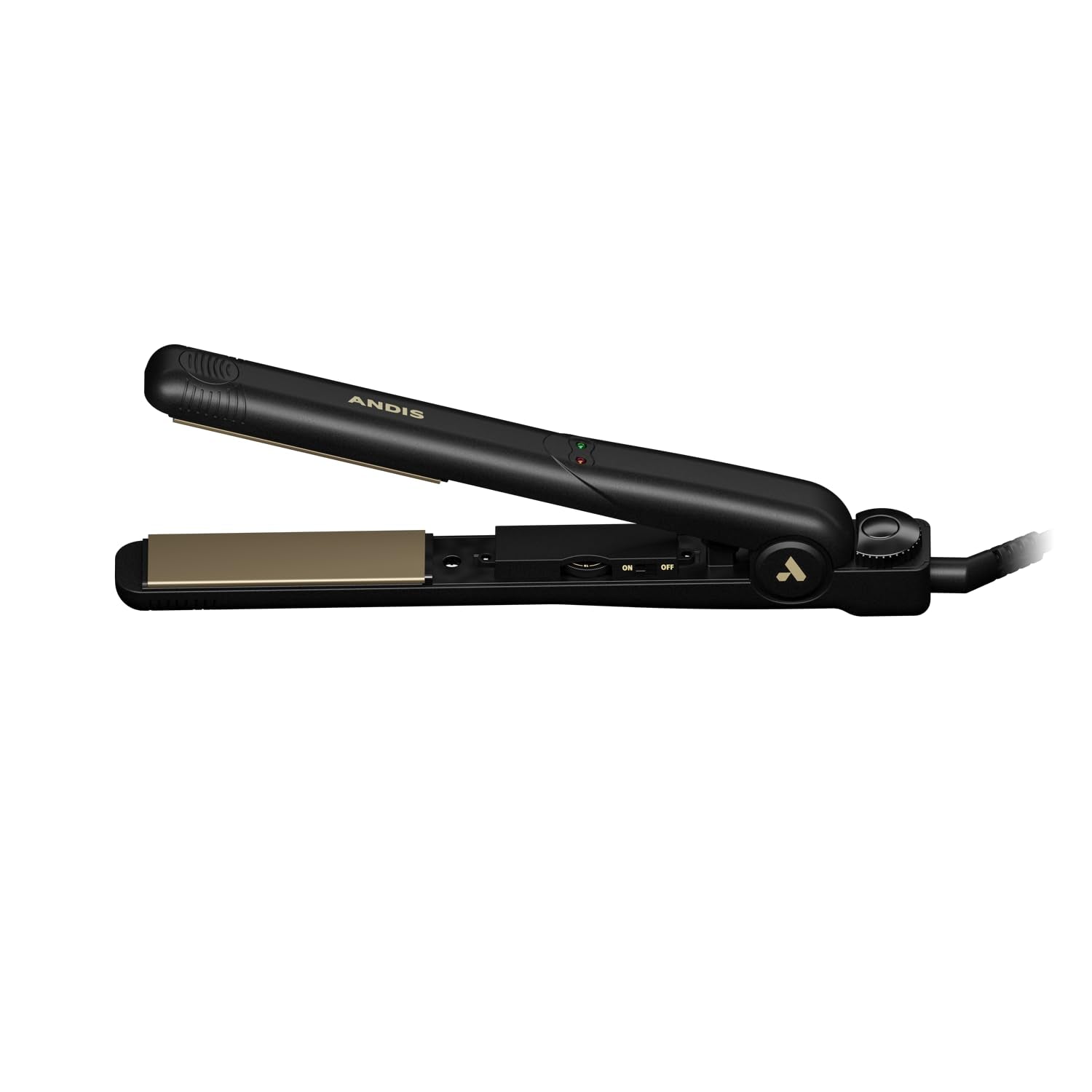 Andis 67615 Professional High Heat 1-inch Ceramic Tourmaline Ionic Flat Iron - Fast, Frizz-Free Ceramic Hair Straightener, Gentle Glide for Waves, Curls, and Smooth Hair, Black/Gold