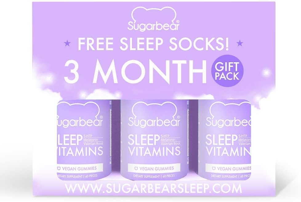 SugarbearPro Sleep Aid Gummies for Adults with Melatonin 4mg, Magnesium, L-Theanine, 5 HTP, B6, Valerian Root, Lemon Balm - Vegan Chewable Sleep Supplement, Sleep Vitamins (3 Month Supply)