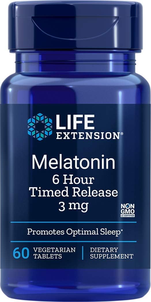 Life Extension Melatonin 6 Hour Time Release 3 Mg 60 Ct Vtabs (Pack of 4)