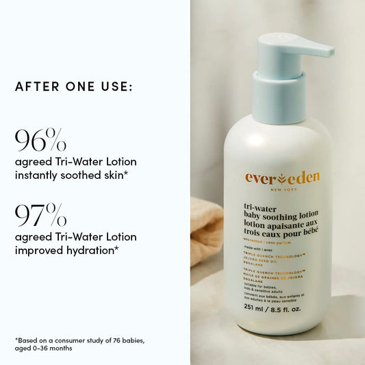 Evereden Tri Water Baby Lotion, 8.5 Fl Oz. | Clean And Clean Baby Care | Non-Toxic And Fragrance Free | Ingredients