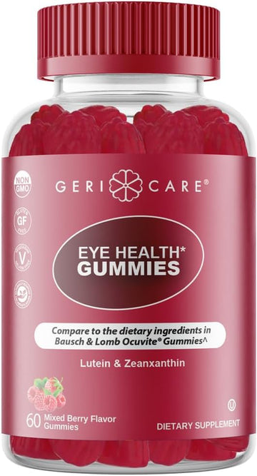 Gericare Eye Support Gummies – Daily Lutein & Zeaxanthin Supplement For Vision Health – Naturally Sourced, Plant-Based, Non-Gmo, Gluten-Free – 60 Chewable Mixed Berry Gummies