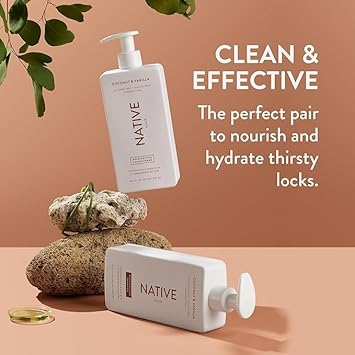 Native Coconut & Vanilla Shampoo And Conditioner Contain Naturally Derived Ingredients | All Hair Types, Color & Treated, Fine To Dry Damaged, Sulfate & Dye Free - 2-Pack