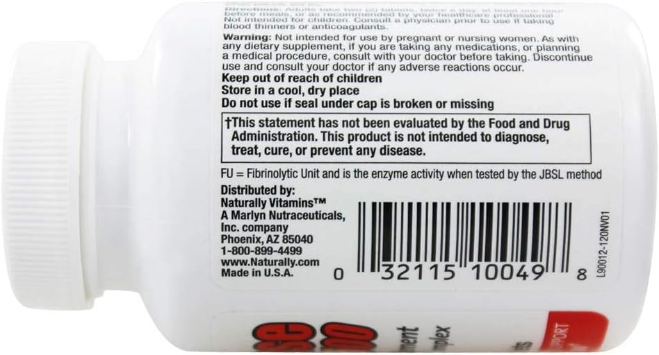 Naturally Vitamins - Nattokinase - 120 tabs : Health & Household