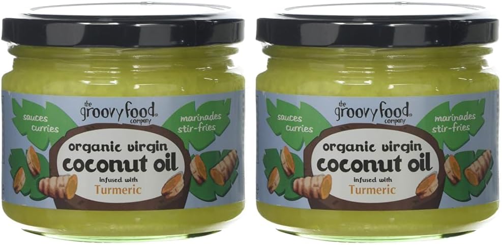 The Groovy Food Company Organic Virgin Coconut Oil Infused With Turmeric, 283Ml (Pack Of 2)