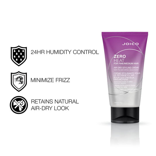 Joico Zero Heat Air Dry Styling Crème | For Fine To Medium Hair | 24 Hour Humidity Control | Tames Frizz & Enhances Texture | Boost Shine | Reduce Drying Time