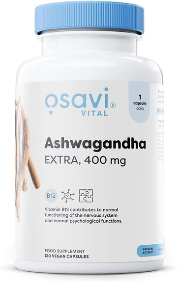 Osavi Ashwagandha Extra 400 Mg – 180 Vegan Capsules | Stress & Wellbeing Support | Vegan Capsules With Ashwagandha & B12 To Enhance Stress Resilience | Mental Balance & Reduce Fatigue