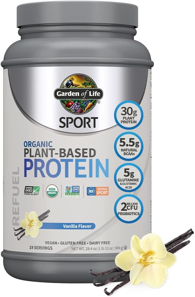 Garden of Life Organic Vegan Sport Protein Powder, Vanilla - Probiotic