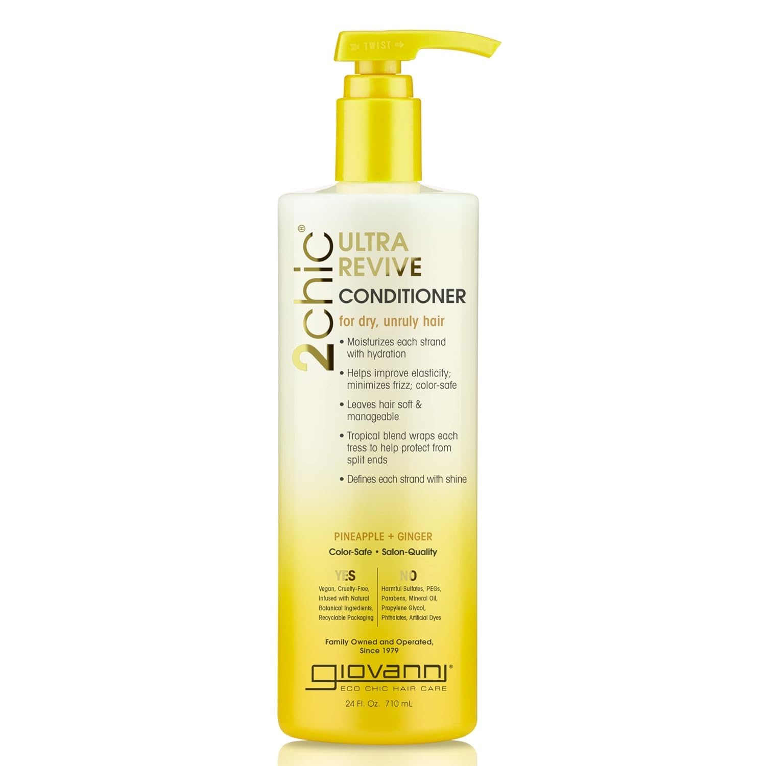 Giovanni 2Chic Ultra-Revive Conditioner - Moisturizing Conditioner With Pineapple & Ginger, Coconut, Guava, & Aloe Vera Helps Dry Unruly Hair, Paraben Free, Color Safe - 24 Oz