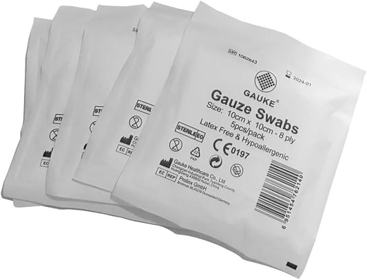 Sterile Gauze Swabs 10Cm X 10Cm - 100 Swabs (20 Packs Of 5) First Aid 100% Woven Cotton