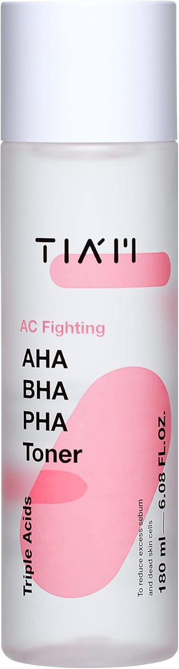 Tiam Ac Fighting Aha Bha Pha Toner, Anti-Acne, Gentle Exfoliation, Refining Pore And Remove Dead Skin Cells, 6.08 Fl.Oz