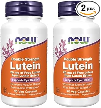 Now Supplements, Lutein 20 Mg With 20 Mg Of Free Lutein From Lutein Esters, 90 Veg Capsules (Pack Of 2)