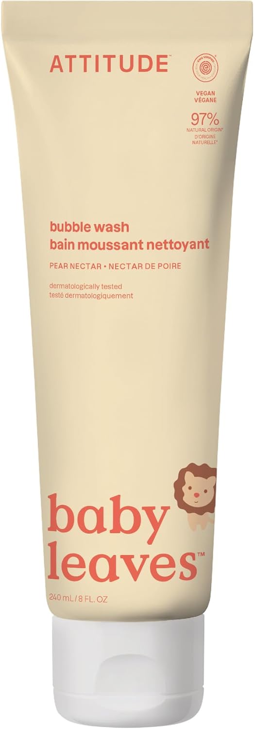 Attitude Bubble Body Wash For Baby, Ewg Verified, Dermatologically Tested, Plant And Mineral-Based, Vegan, Pear Nectar, 8 Fl Oz