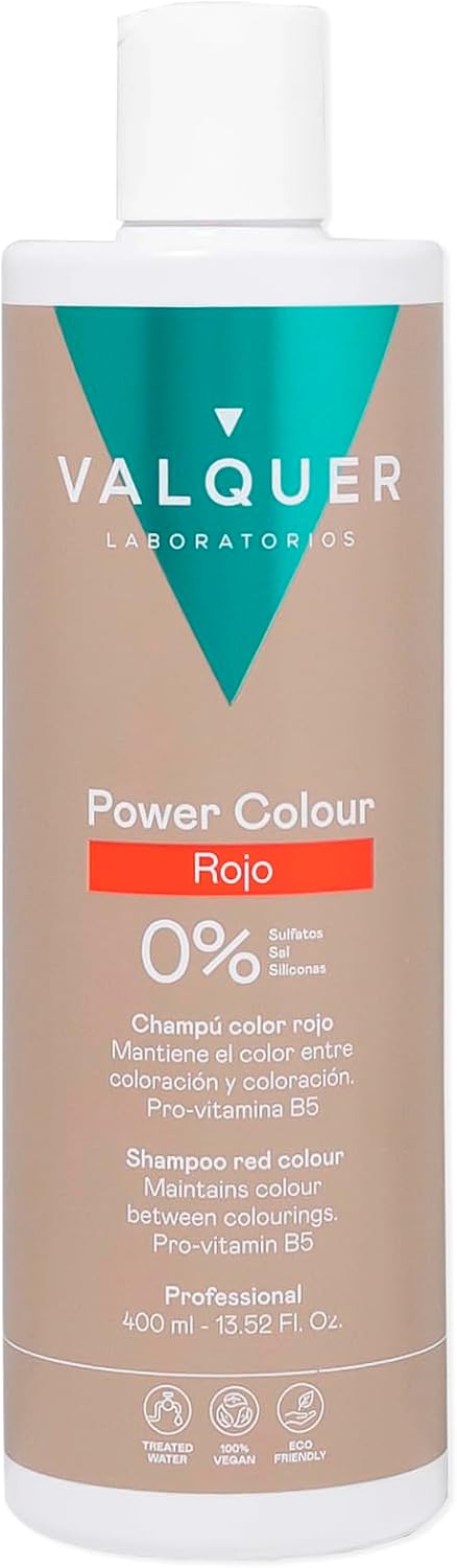 Valquer Power Color Shampoo Vegan Formula Sulfate- Hair Colour 400 Ml (Red)