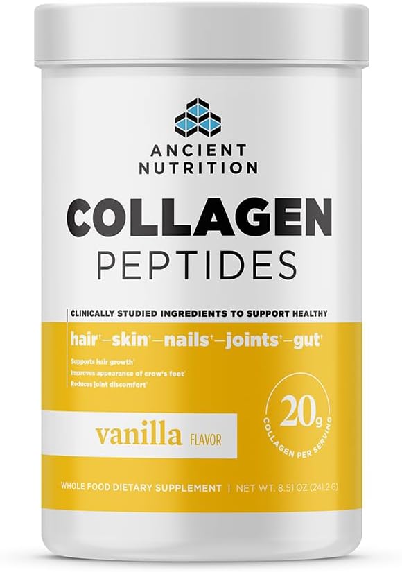 Ancient Nutrition Collagen Peptides, Collagen Peptides Powder, Vanilla Hydrolyzed Collagen, Supports Healthy Skin, Joints, Gut, Keto And Paleo Friendly, 12 Servings, 20G Collagen Per Serving