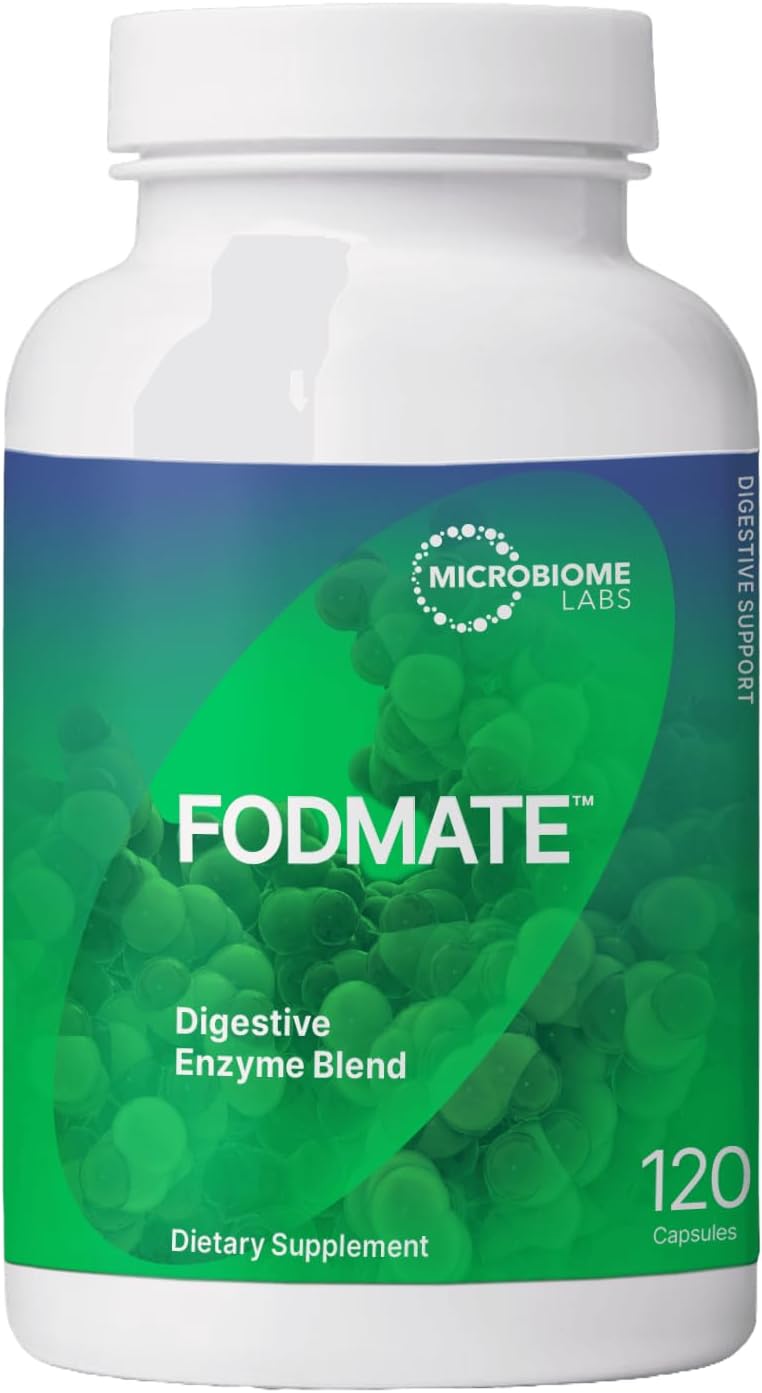 Microbiome Labs Fodmate Digestive Enzymes - Enzymes For Digestion, Occasional Mild Bloating For Adults - Helps Break Down Fodmaps - Complement Low-Fodmap Protocols (120 Ct)