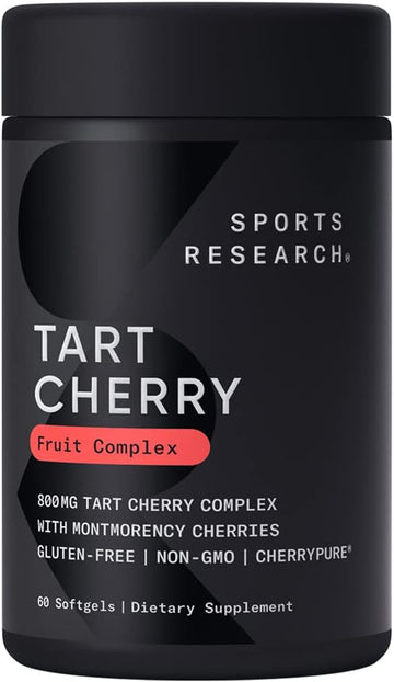 Sports Research Tart Cherry Concentrate - Made from Montmorency Tart Cherries - Non-GMO & Gluten Free (60 Liquid Softgels)