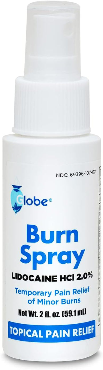 Globe Burn Spray, Lidocaine 2%. Topical Anesthetic Pain Relief And Numbing 2 Oz Spray Bottle