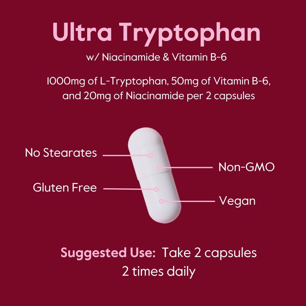Bestvite L-Tryptophan 500Mg With B3 & B6 (120 Vegetarian Capsules) – No Fillers – No Stearates : Health & Household