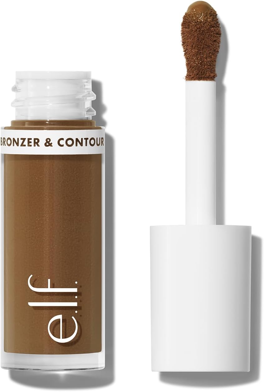 E.L.F. Camo Liquid Bronzer & Contour, Highly Pigmented, Natural-Looking Glowy Finish, Long-Lasting, Rounded Applicator, Vegan & Cruelty-Free, 7 Tan/Deep