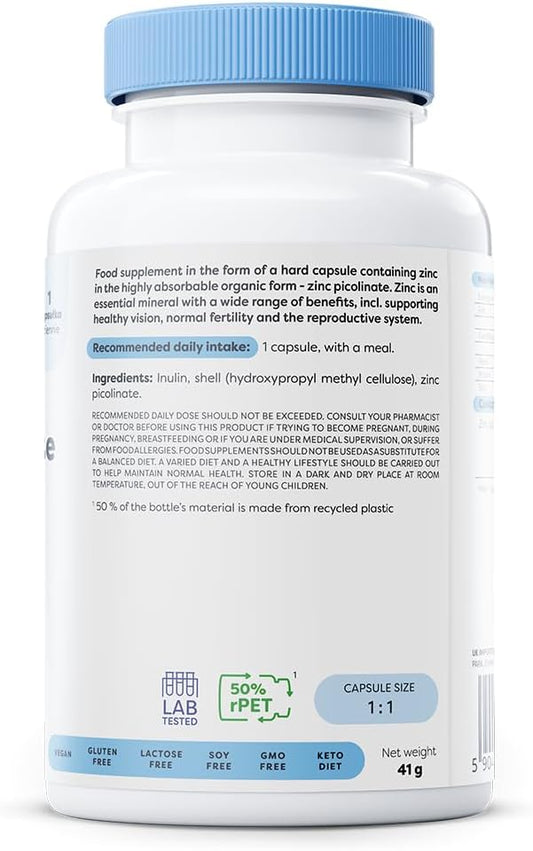 Osavi Zinc Picolinate 50Mg - 180 Vegan Capsules | Highly Absorbable Zinc For Immune Support, Cognitive Function, Metabolism, And Healthy Skin | 100% Daily Requirement In One Capsule