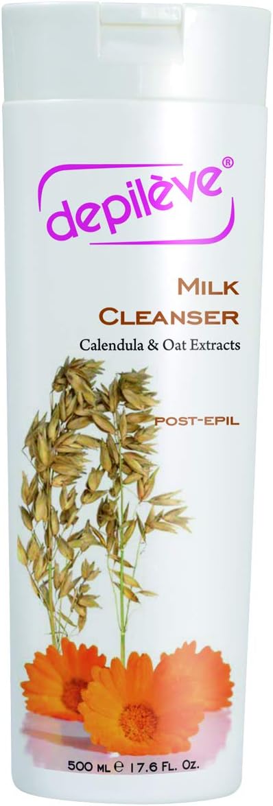 Depileve Milk Cleanser - Post Wax Emulsion, Removes Wax Residue, Moisturizes Skin, Enriched With Calendula And Oat Extracts - 17 Oz