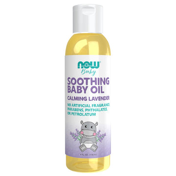 NOW Baby, Soothing Baby Oil, Calming Lavender, No Artificial Fragrance, Parabens, Phthalates, or Petrolatum, 4-Ounce