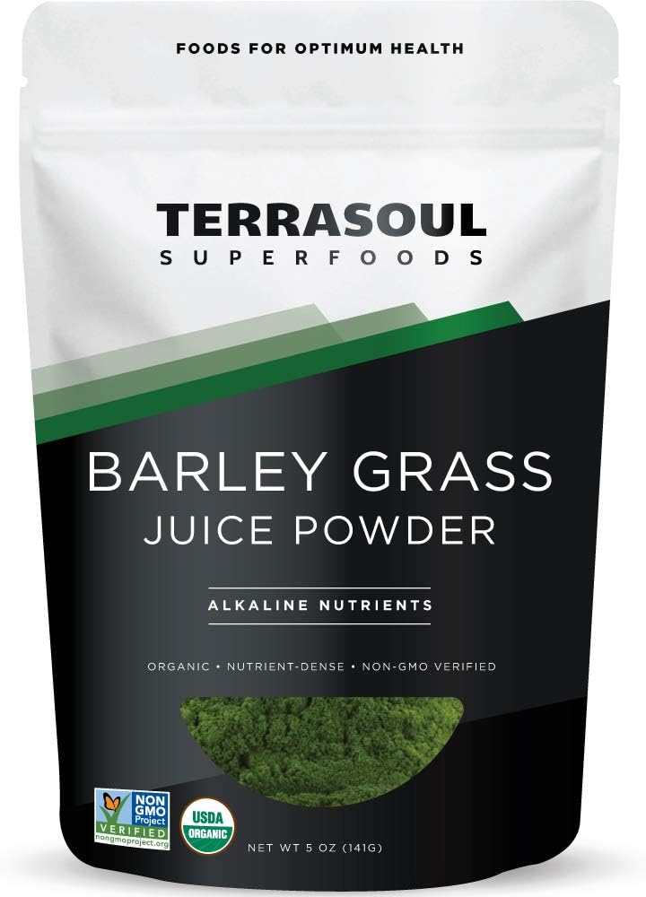 Terrasoul Superfoods Organic Barley Grass Juice Powder, 5 Oz - USA Grown | Made From Concentrated Juice | Superior to Barley Grass