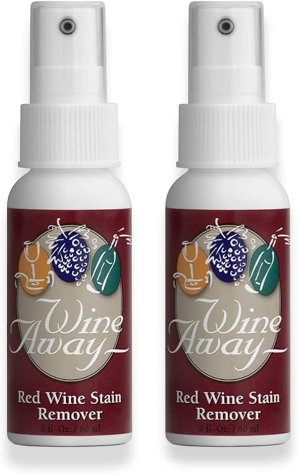 Wine Away Stain Remover - Red Wine Stain Remover Spray for Stubborn Stain - Laundry Stain Remover for Carpet, Tablecloth, Clothes - Ready-to-Use Stain Spray Cleaning Aid for Wine Spills - 2 Oz (2)