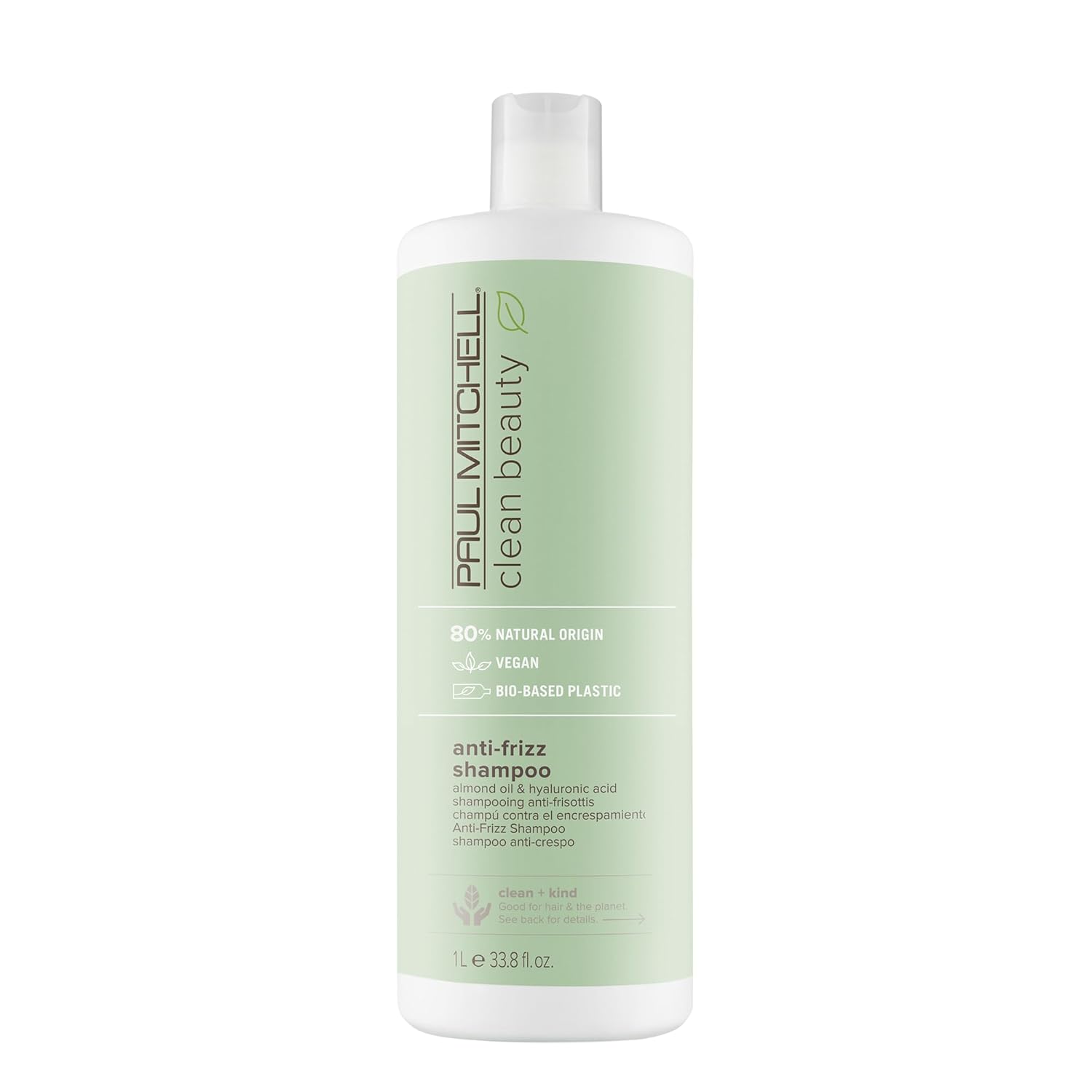 Paul Mitchell Clean Beauty Anti-Frizz Shampoo, Smoothes Hair, Calms Frizz, For Textured, Frizz-Prone Hair