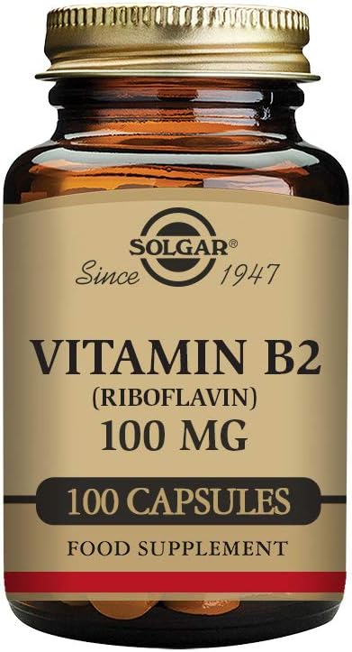 Solgar Vitamin B2 (Riboflavin) 100Mg, 100 Vegetable Capsules - Energy Metabolism, Healthy Nervous System - Non-Gmo, Vegan, Gluten Free, Dairy Free, Kosher, Halal - 100 Servings