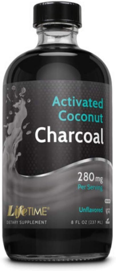 Lifetime Activated Coconut Charcoal, Liquid, Unflavored (Btl-Glass) | 8Oz : Health & Household